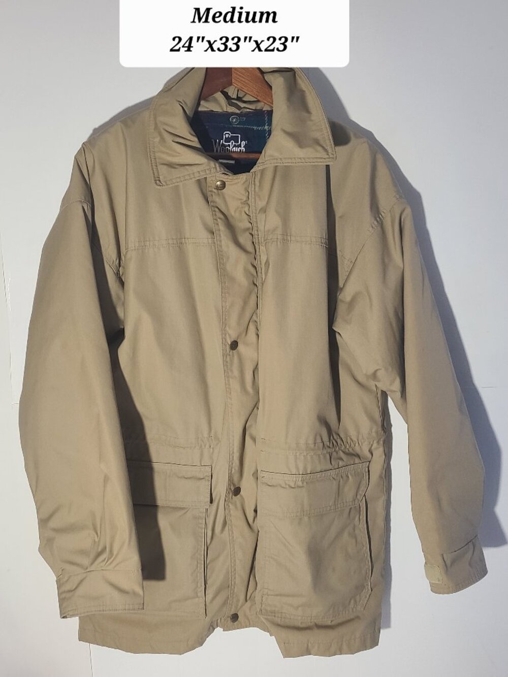 Vintage 80s/90s Woolrich Plaid Lined Men's Medium Parka Coat Made in USA